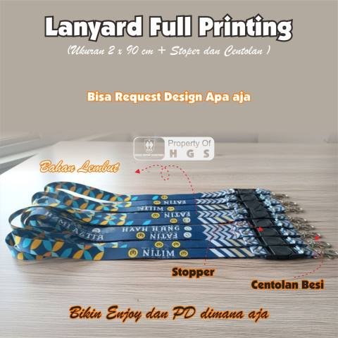 Lanyard Tisu Printing 2 sisi + Stoper dan Centolan