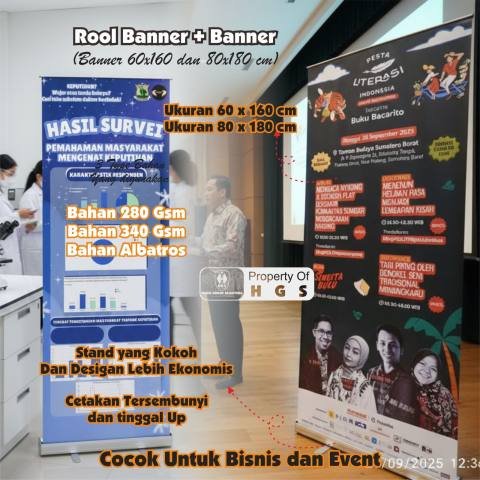 Rool Banner 60 X 160 cm + Cetakan (Include)