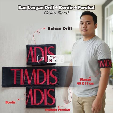 Ban Lengan Bahan Drill + bordir + Perekat