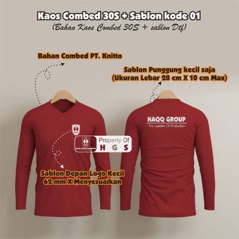 Kaos Combed 30S + Sablon kode 01