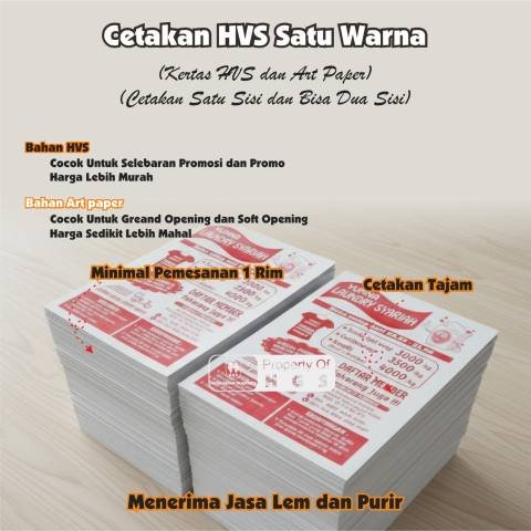 Cetak HVS A4 Satu sisi Berwarna