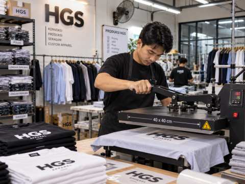 Sablon dan Press Logo Punggung (+15 cm)